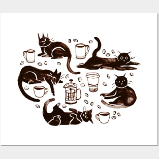 Black cats and coffee Posters and Art